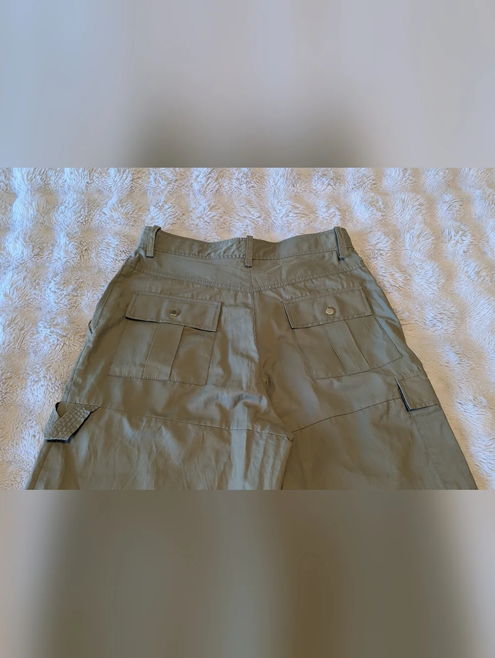 Sandro Olive Green Wide Leg Cargo Pants High Rise Lightweight Chic - Picture 6 of 9